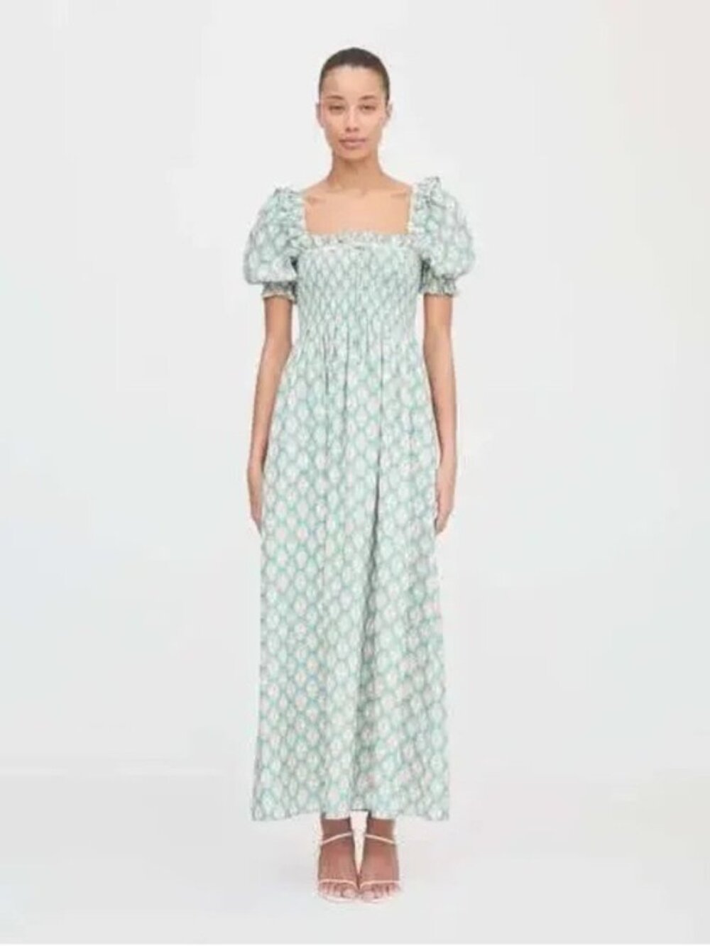 Hill House Home Ellie Nap Dress Smocked Puff-Sleeve Maxi Dress, S M
